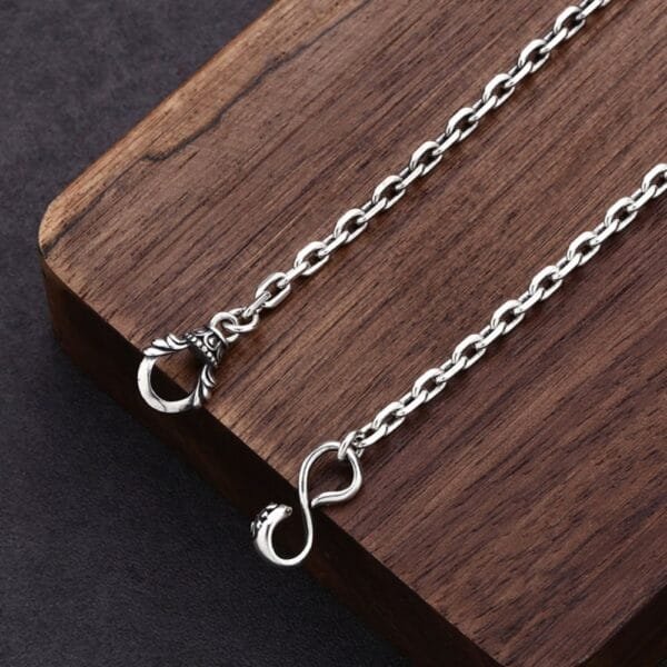 Men's Sterling Silver Vajra Pendant Anchor Chain Necklace - Image 3