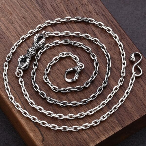 Men's Sterling Silver Vajra Pendant Anchor Chain Necklace - Image 6