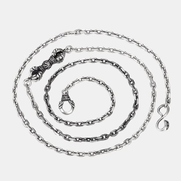 Men's Sterling Silver Vajra Pendant Anchor Chain Necklace - Image 7