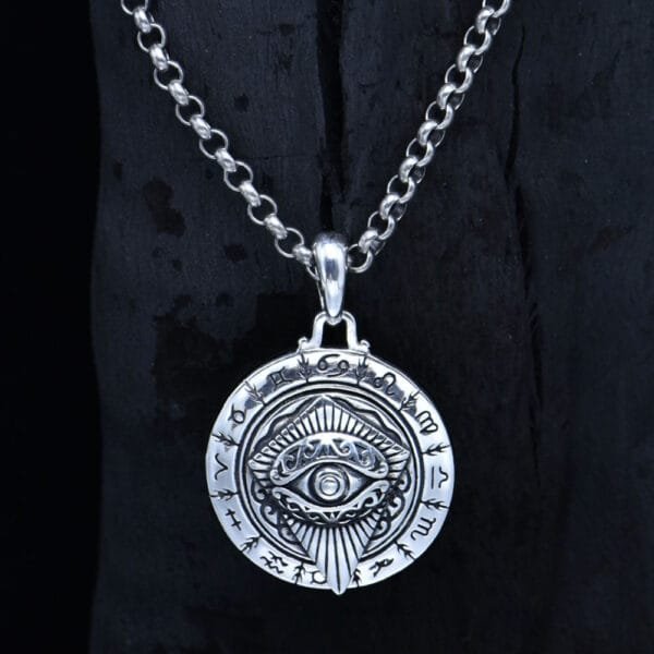 Men's Sterling Silver Eye of Horus Roulette Necklace