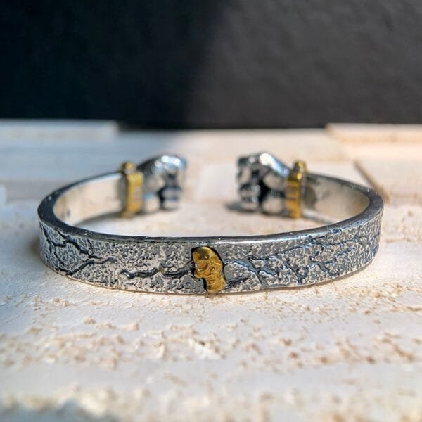 Men's Fine Silver Fists Cuff Bracelet - Image 3