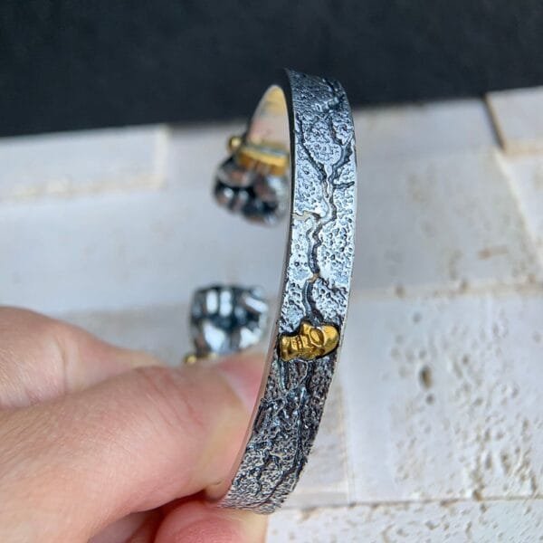 Men's Fine Silver Fists Cuff Bracelet - Image 8