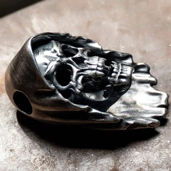 Men's Fine Silver Grim Reaper Skull Necklace - Image 3