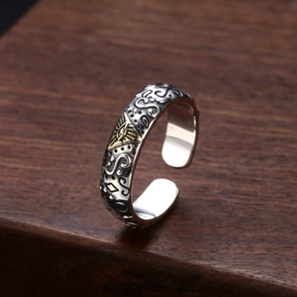 Sterling Silver All-Seeing Eye Slim Ring - Image 2