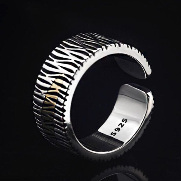 Men's Sterling Silver Bark Pattern Ring - Image 2