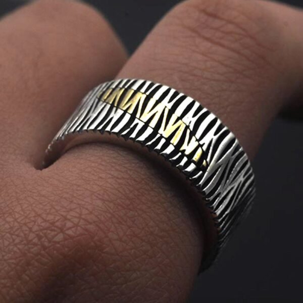Men's Sterling Silver Bark Pattern Ring - Image 8