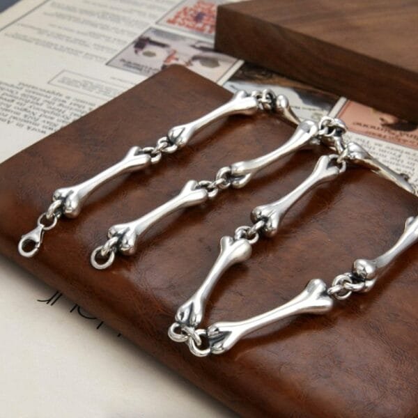 Men's Sterling Silver Bone Link Chain 22"-26" - Image 3