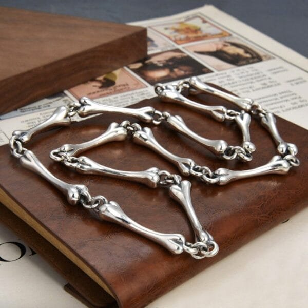 Men's Sterling Silver Bone Link Chain 22"-26" - Image 4