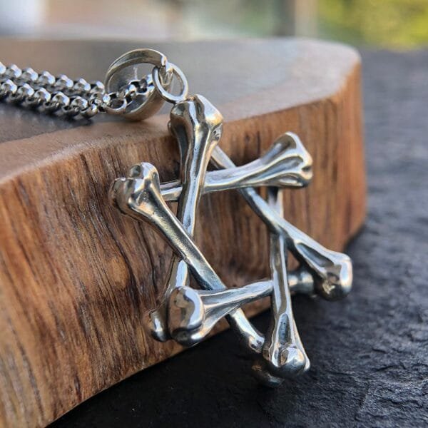 Men's Sterling Silver Bone Star of David Necklace - Image 2