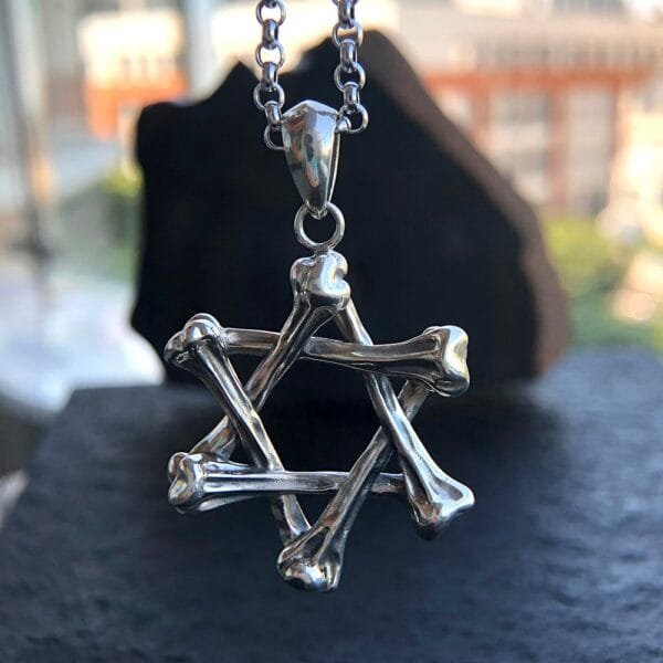 Men's Sterling Silver Bone Star of David Necklace - Image 4