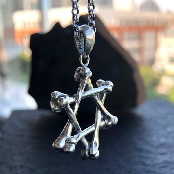 Men's Sterling Silver Bone Star of David Necklace - Image 5
