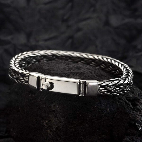 Men's Sterling Silver Braided Chain Bracelet - Image 5