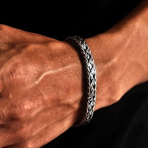 Men's Sterling Silver Braided Chain Bracelet - Image 6