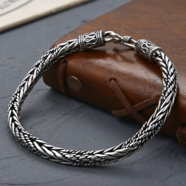 Men's Sterling Silver Braided Rope Chain Bracelet - Image 2