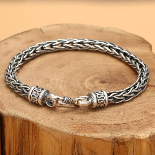 Men's Sterling Silver Braided Rope Chain Bracelet