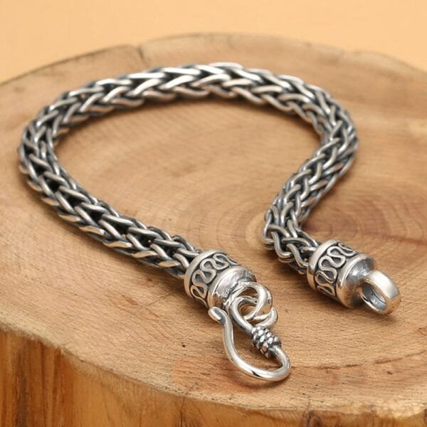 Men's Sterling Silver Braided Rope Chain Bracelet - Image 2