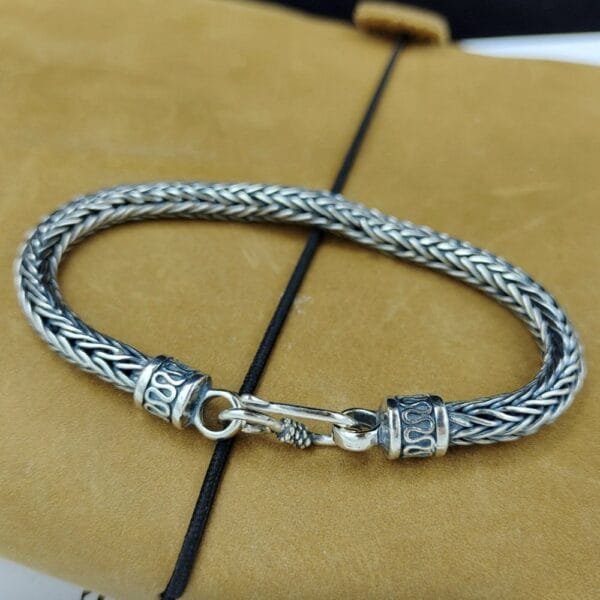 Men's Sterling Silver Braided Rope Chain Bracelet - Image 3