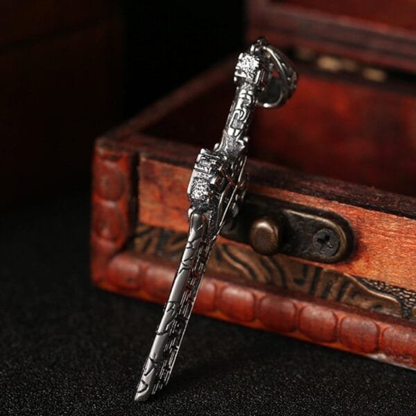 Men's Sterling Silver Broken Sword Necklace - Image 2