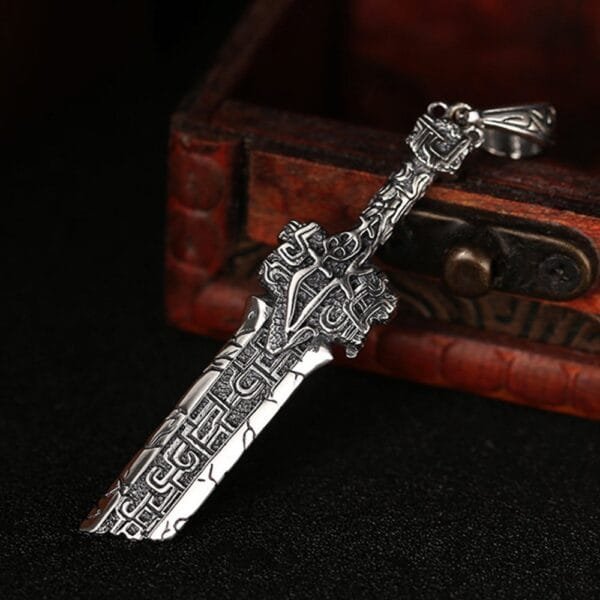 Men's Sterling Silver Broken Sword Necklace - Image 3