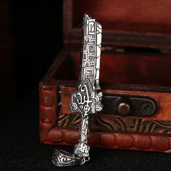 Men's Sterling Silver Broken Sword Necklace - Image 4