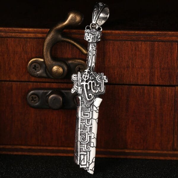 Men's Sterling Silver Broken Sword Necklace - Image 5