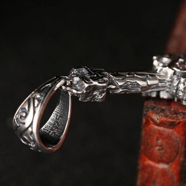 Men's Sterling Silver Broken Sword Necklace - Image 6