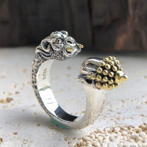Men's Sterling Silver Buddha and Devil Ring - Image 2