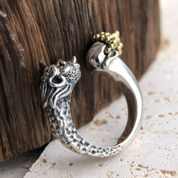 Men's Sterling Silver Buddha and Devil Ring - Image 4