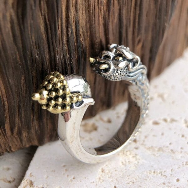 Men's Sterling Silver Buddha and Devil Ring - Image 5