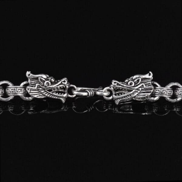 8 mm Men's Sterling Silver Dragon Heads Rolo Chain 20"-24" - Image 3