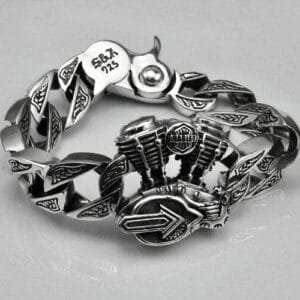 Men's Sterling Silver Chunky Engine Bracelet