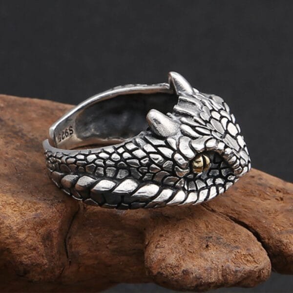 Men's Sterling Silver Cobra Wrap Ring - Image 3
