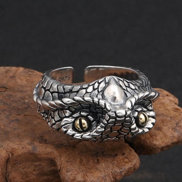 Men's Sterling Silver Cobra Wrap Ring - Image 4