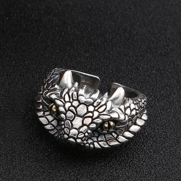 Men's Sterling Silver Cobra Wrap Ring - Image 5