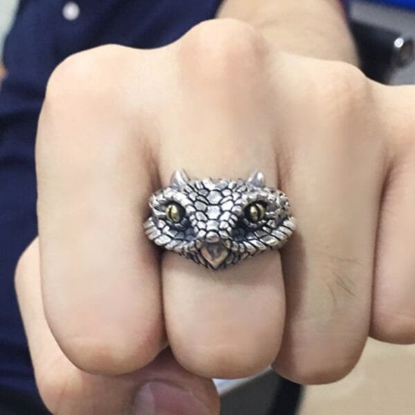 Men's Sterling Silver Cobra Wrap Ring - Image 6
