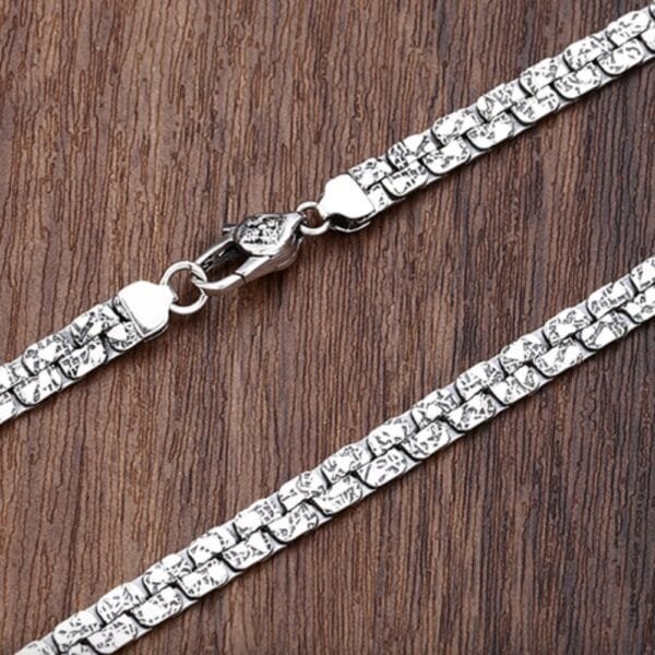 Men's Sterling Silver Craters Pattern Flat Chain - Image 2