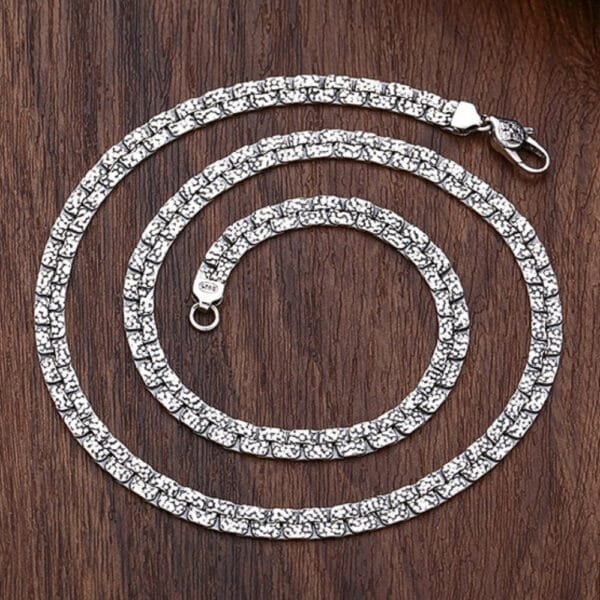 Men's Sterling Silver Craters Pattern Flat Chain - Image 3