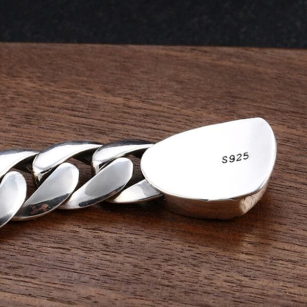 Men's Sterling Silver Cross Clasp Cuban Chain Bracelet - Image 5