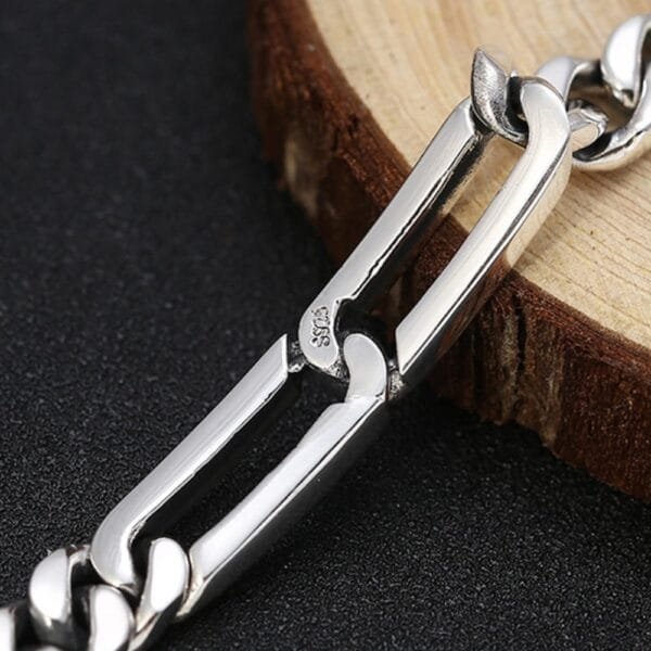 Men's Sterling Silver Cuban Chain Bracelet - Image 5
