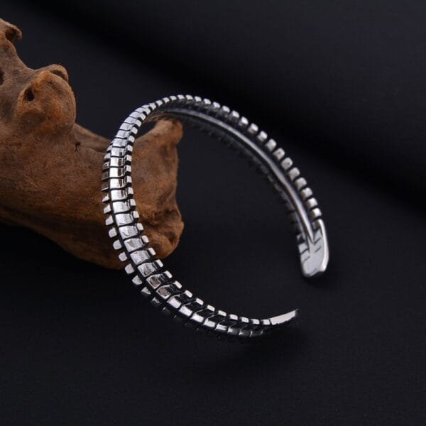 Men's Sterling Silver Dragon Bone Cuff Bracelet - Image 3