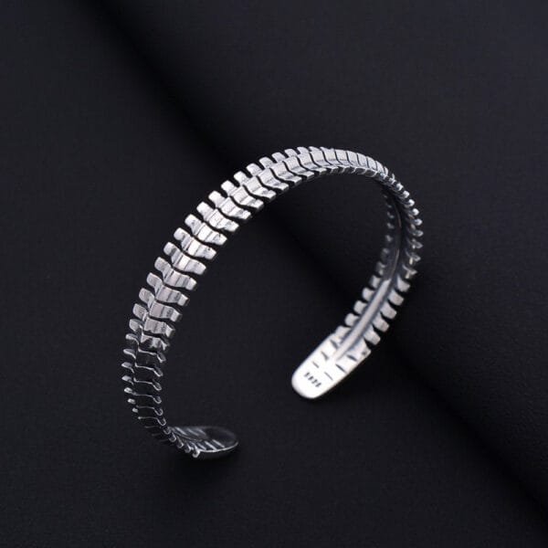 Men's Sterling Silver Dragon Bone Cuff Bracelet - Image 4