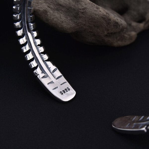 Men's Sterling Silver Dragon Bone Cuff Bracelet - Image 5