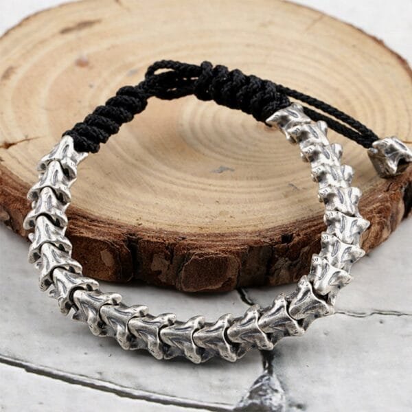 Men's Sterling Silver Dragon Bones Braided Bracelet - Image 2