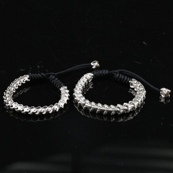 Men's Sterling Silver Dragon Bones Braided Bracelet - Image 4
