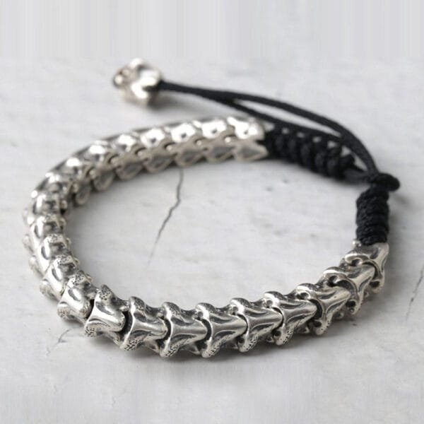 Men's Sterling Silver Dragon Bones Braided Bracelet - Image 8