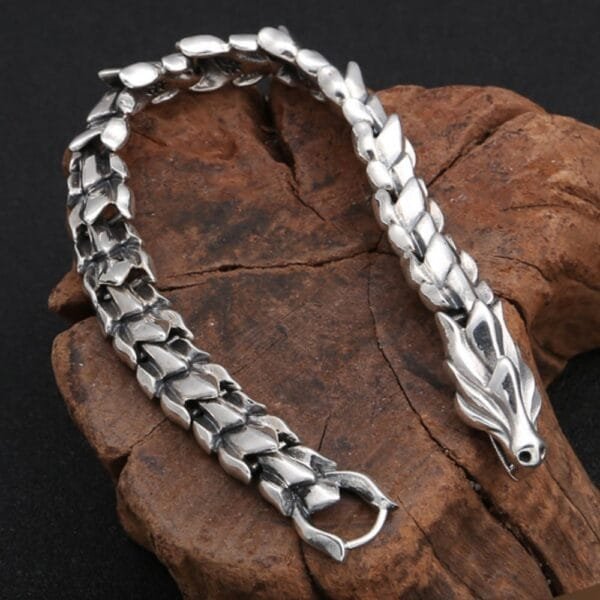 Men's Sterling Silver Dragon Chain Bracelet - Image 2
