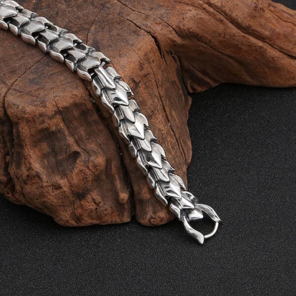 Men's Sterling Silver Dragon Chain Bracelet - Image 4