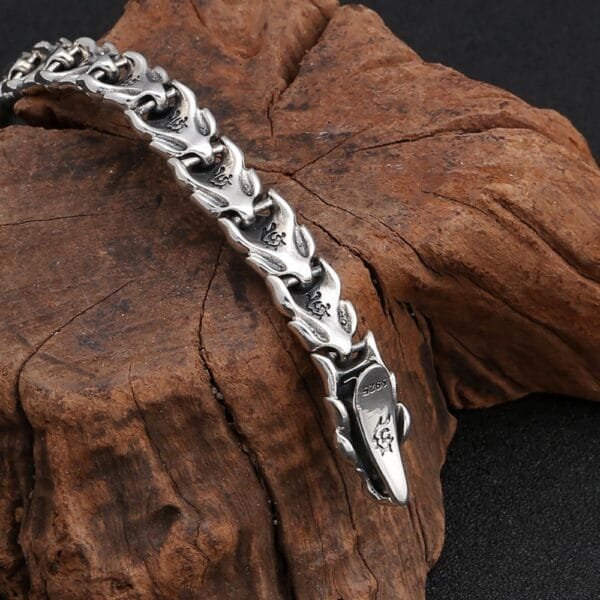 Men's Sterling Silver Dragon Chain Bracelet - Image 5