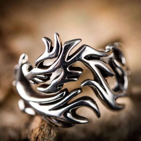 Men's Sterling Silver Dragon Wrap Ring - Image 2