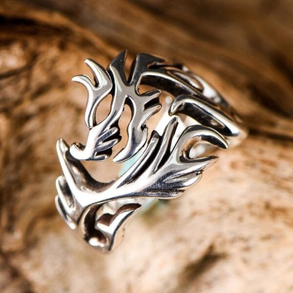 Men's Sterling Silver Dragon Wrap Ring - Image 3